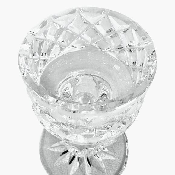 Diamond Point Latticed Clear Frosted Heavy Crystal Candle Cup Hurricane Base - Picture 2 of 7